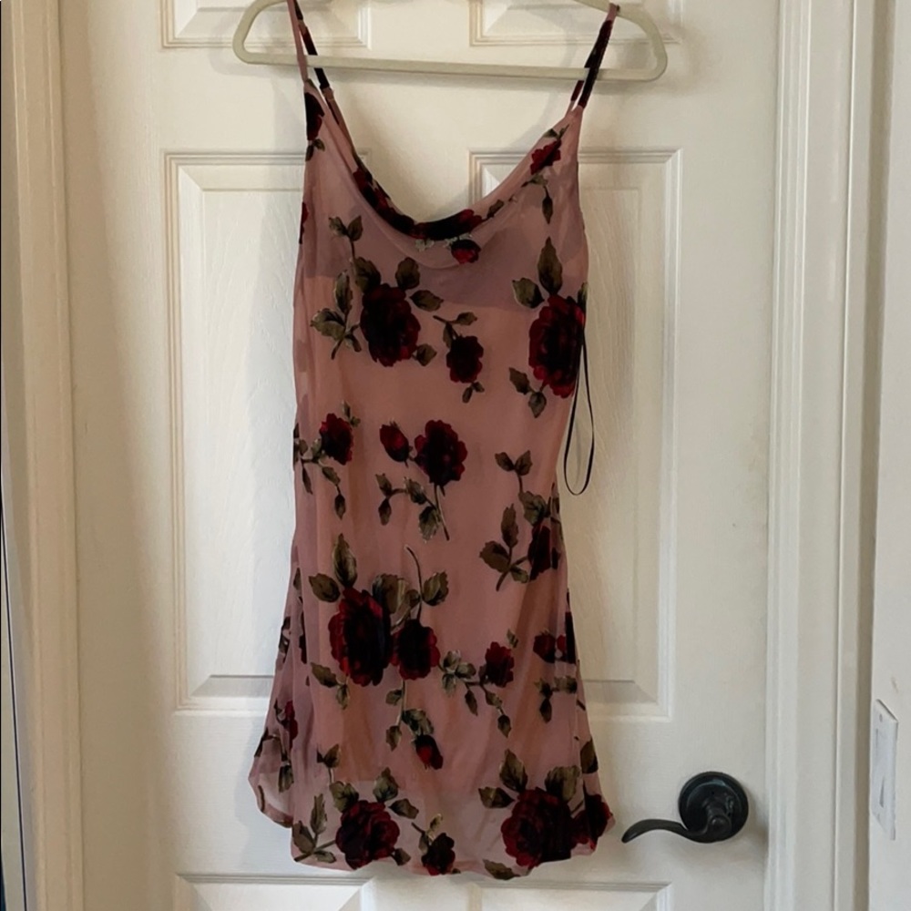 Floral Cowl Neck Mini Dress